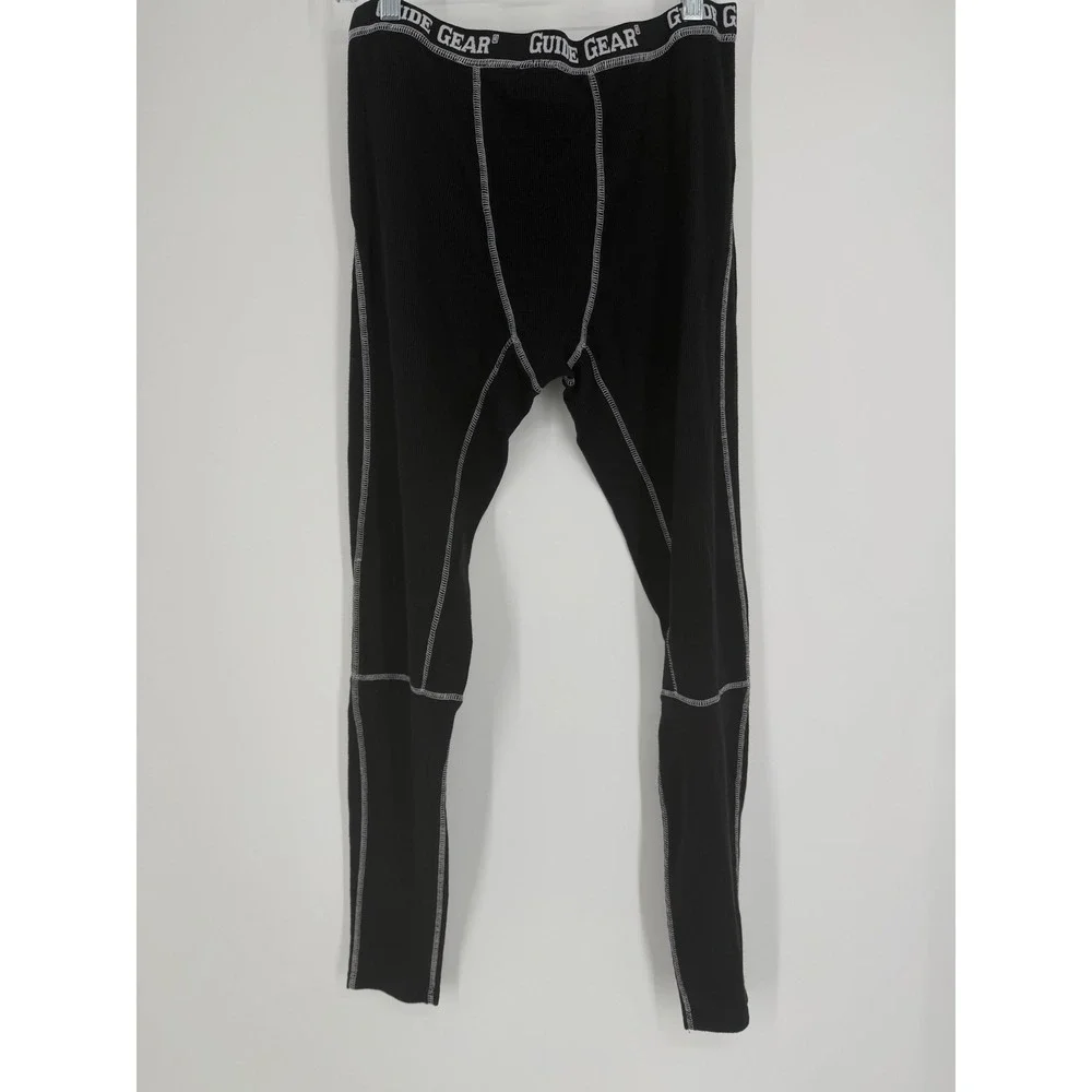 Guide Gear Mens Thermal Leggings Medium Black Base Layer Waffle Knit Outdoor
